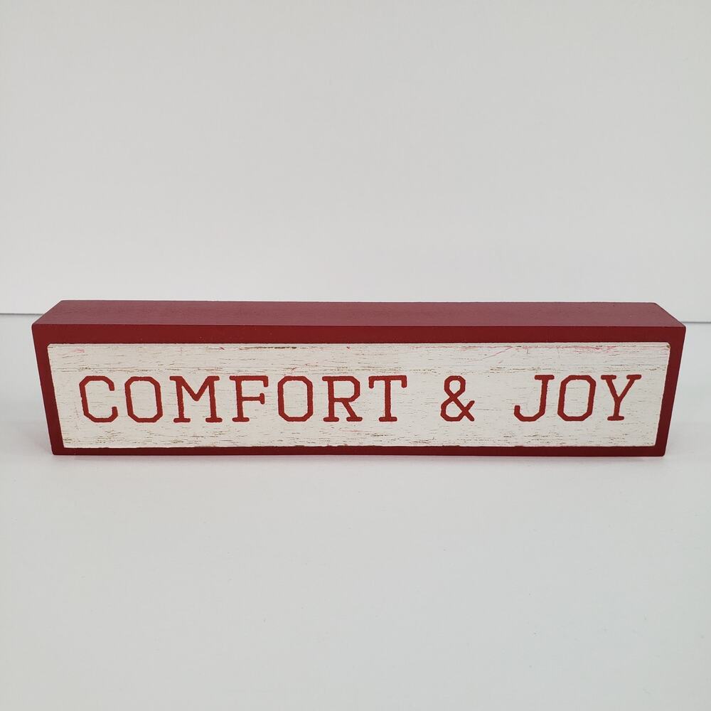 2 Christmas Wood Blocks Rustic Table Decor Farmhouse Comfort & Joy Merry &Bright - Picture 2 of 7